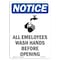 Signmission OSHA Notice, 7" Height, All Employees Wash Sign With Symbol, 7" X 5", Portrait OS-NS-D-57-V-10113 - alternate 1